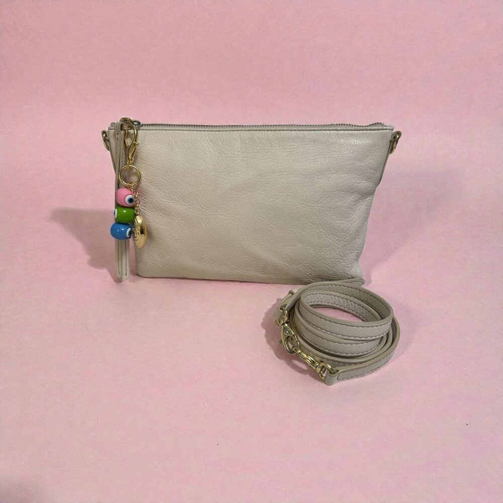 Fossil Crossbody Bag ZB5701 Chalk White Leather Convertible Clutch Bag Charm - Picture 2 of 8